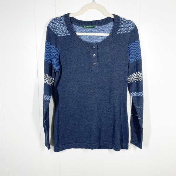 Woolrich Blue Quarter Button Front Long Sleeve Sweater Small - Picture 1 of 7